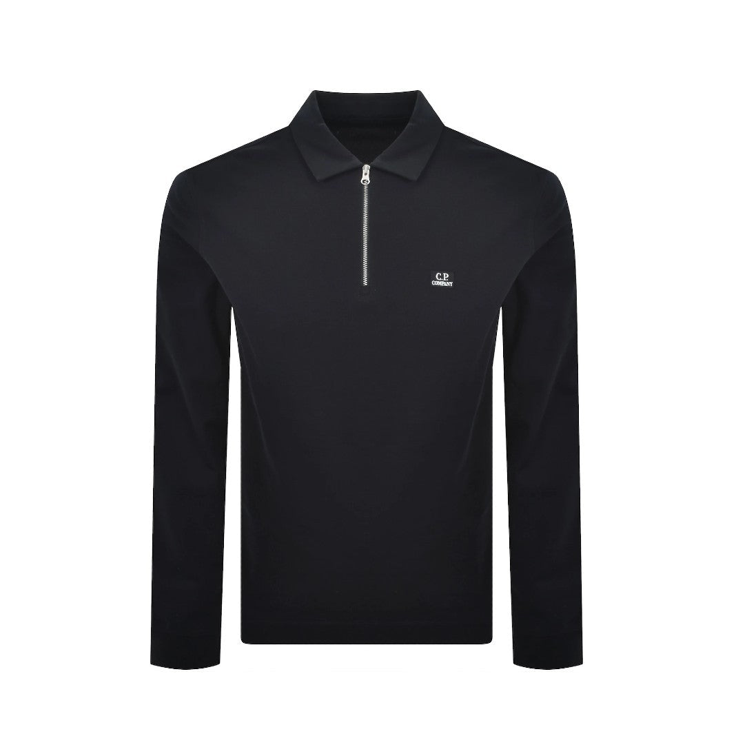 CP Company L/S Stretch Zip Polo-Shirt - 888 Total Eclipse - Escape Menswear