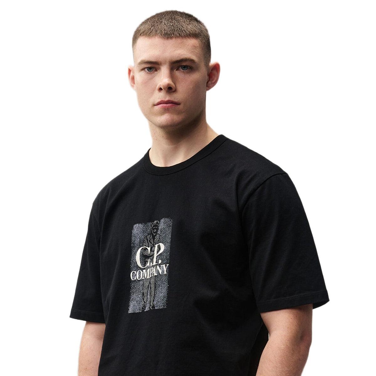 CP Company Mercerized Chest Logo T-Shirt - 999 Black - Escape Menswear
