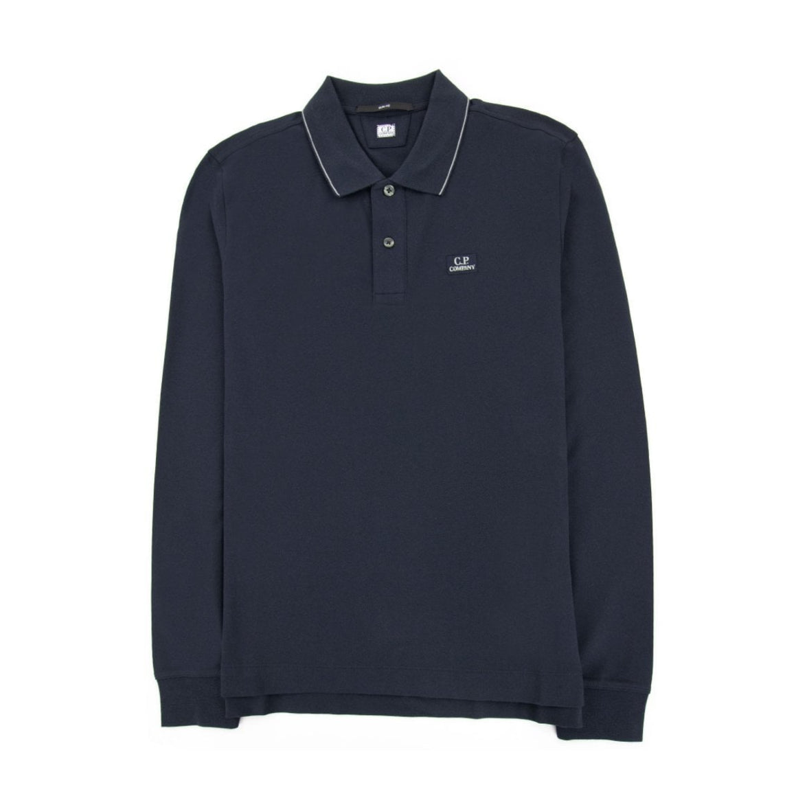 CP Company MPL070A Long Sleeve Polo Shirt - 888 Navy - Escape Menswear