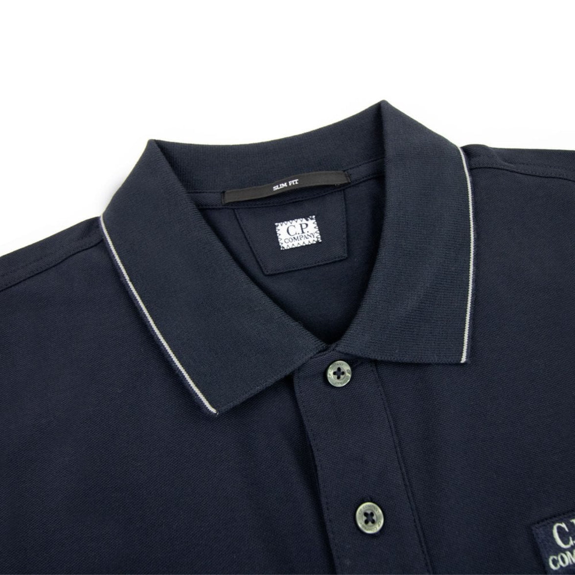 CP Company MPL070A Long Sleeve Polo Shirt - 888 Navy - Escape Menswear