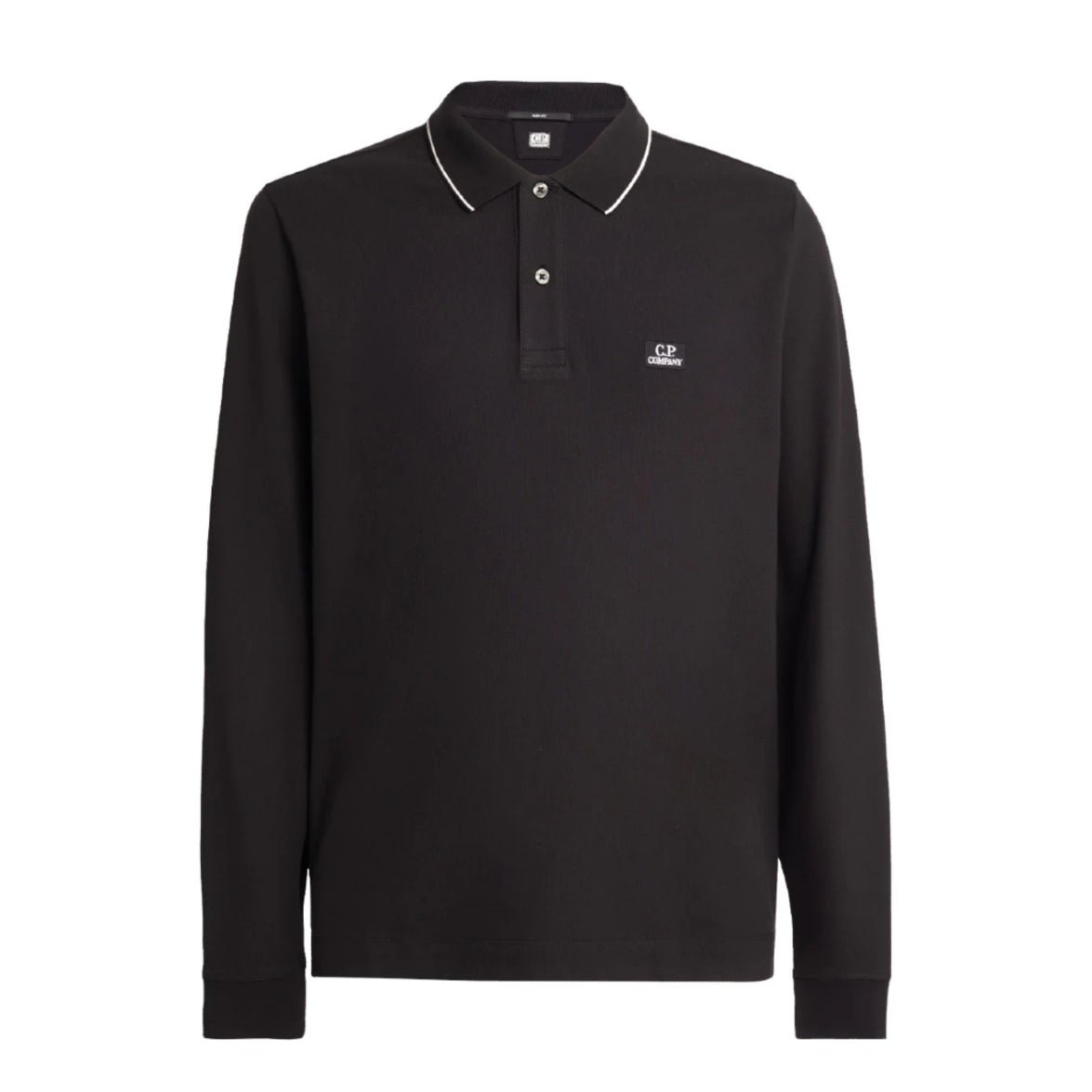 CP Company MPL070A Long Sleeve Polo Shirt - 999 Black - Escape Menswear
