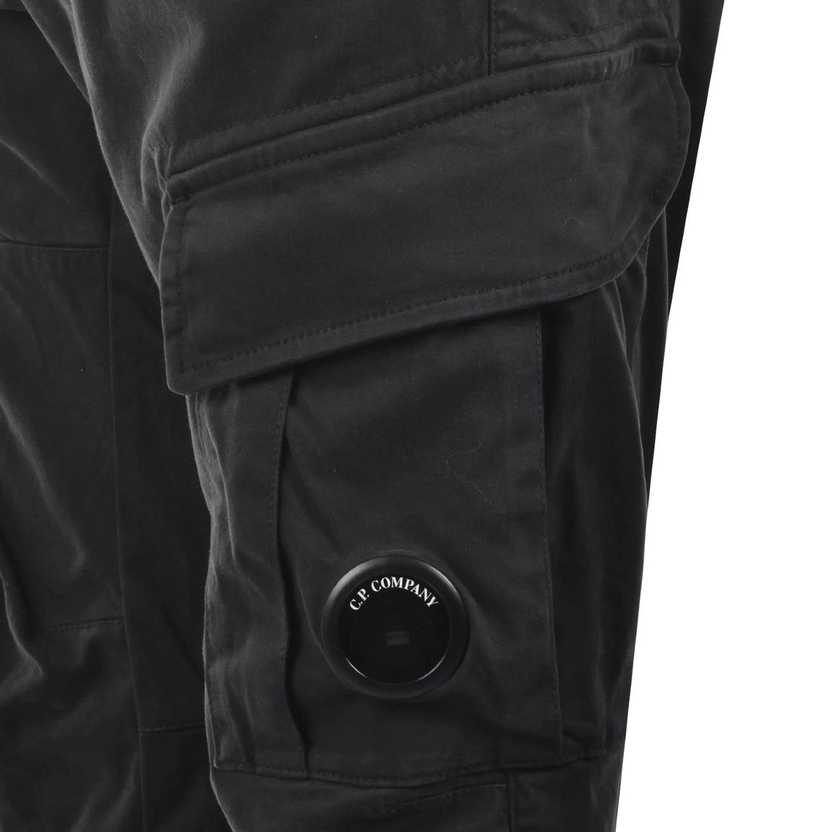 CP Company Satin Stretch Cargo Pants - 999 Black - Escape Menswear