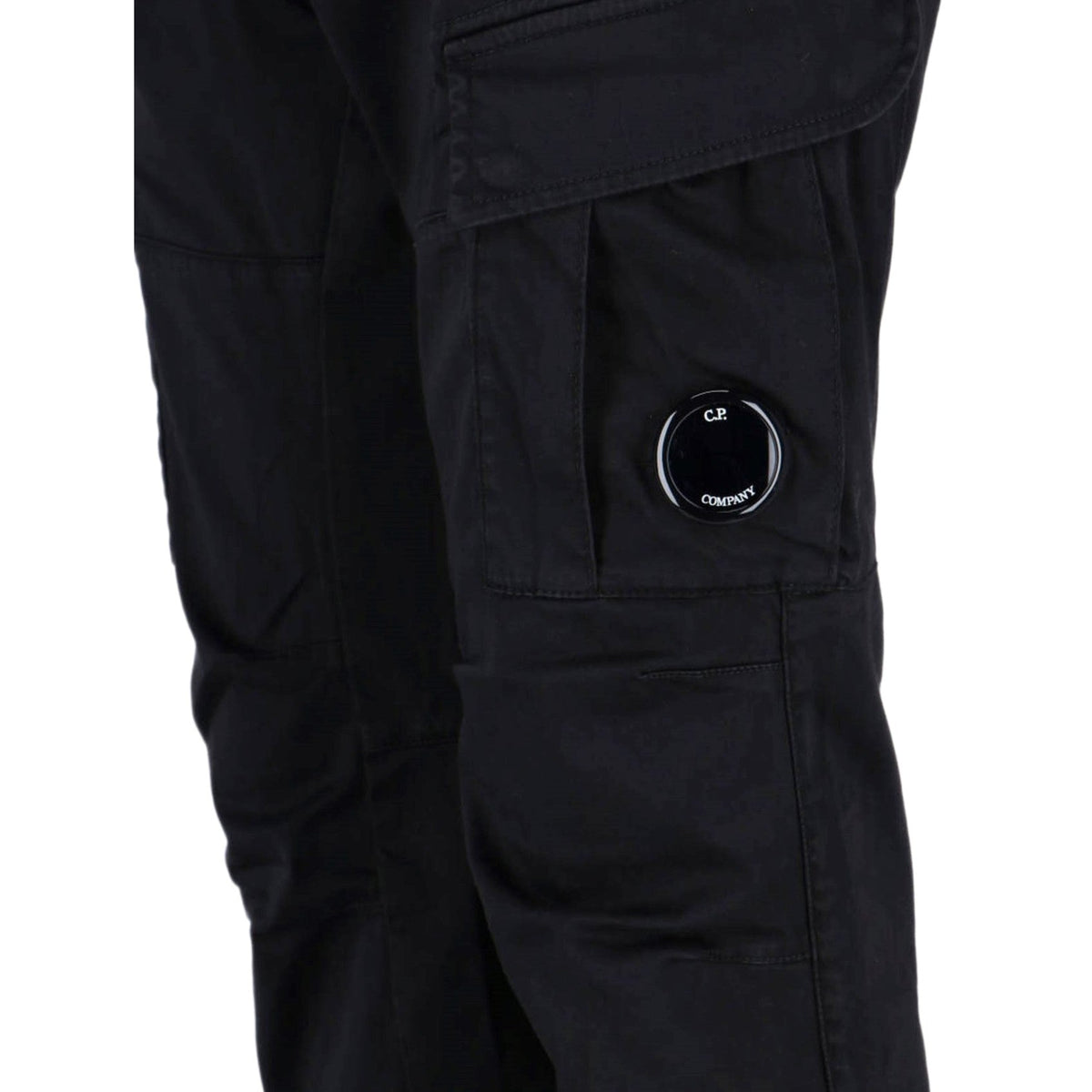 CP Company Satin Stretch Cargo Pants - 999 Black - Escape Menswear