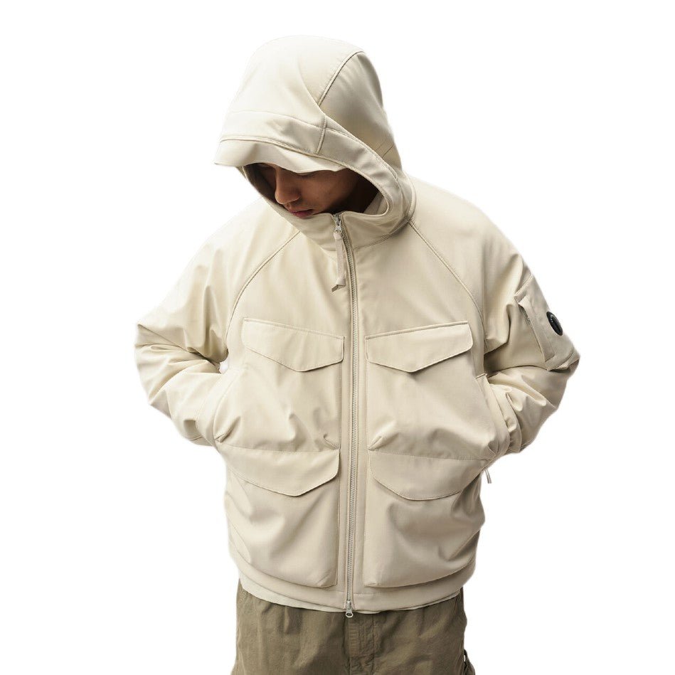 C.P. Company Shell-R Padded Lens Jacket - 120 Silver Birch - Escape Menswear