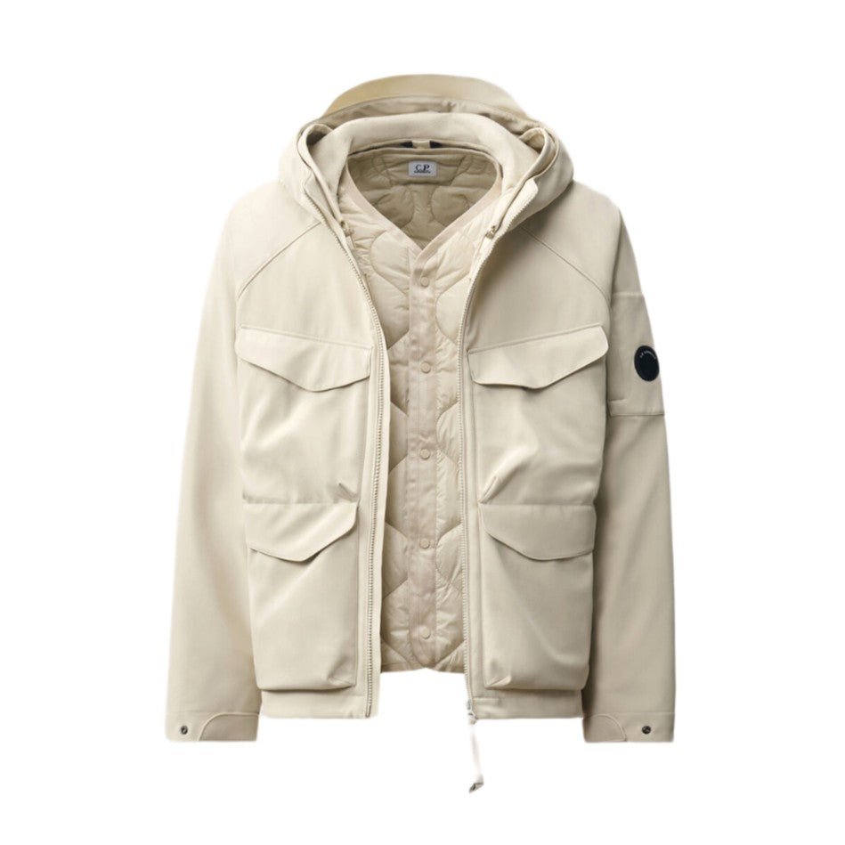 C.P. Company Shell-R Padded Lens Jacket - 120 Silver Birch - Escape Menswear