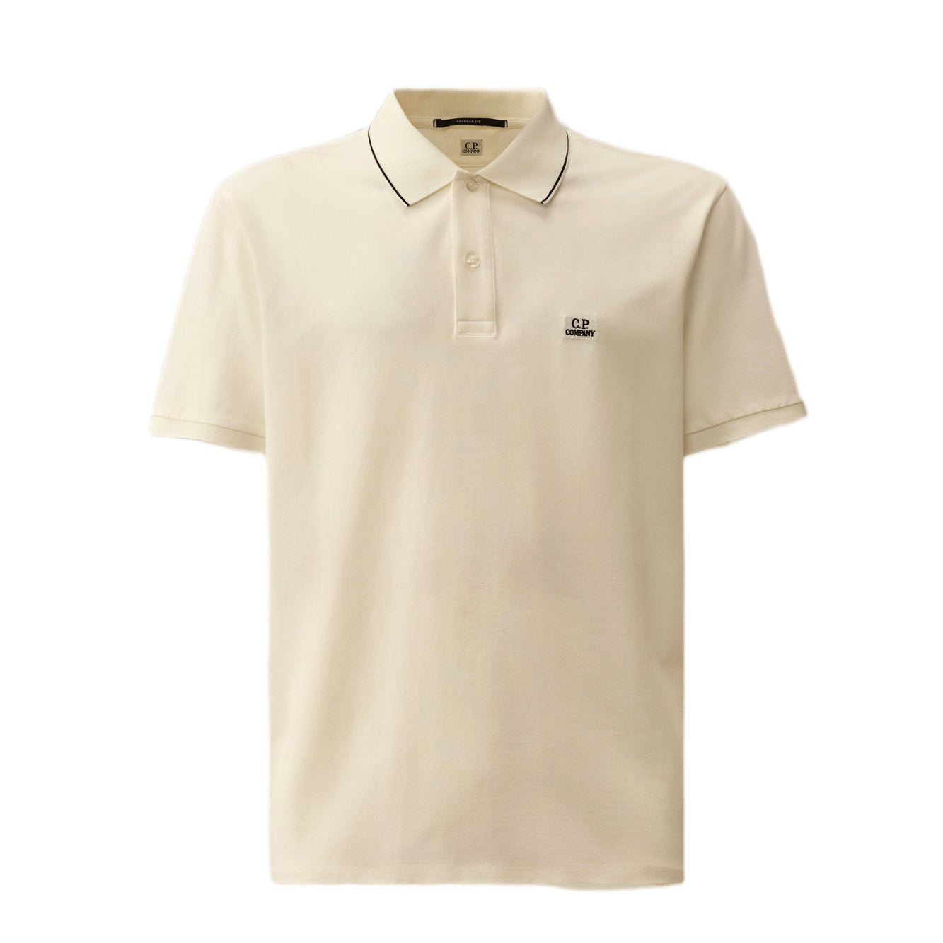 CP Company Stretch 2 Button Polo Shirt - 103 Gauze White - Escape Menswear
