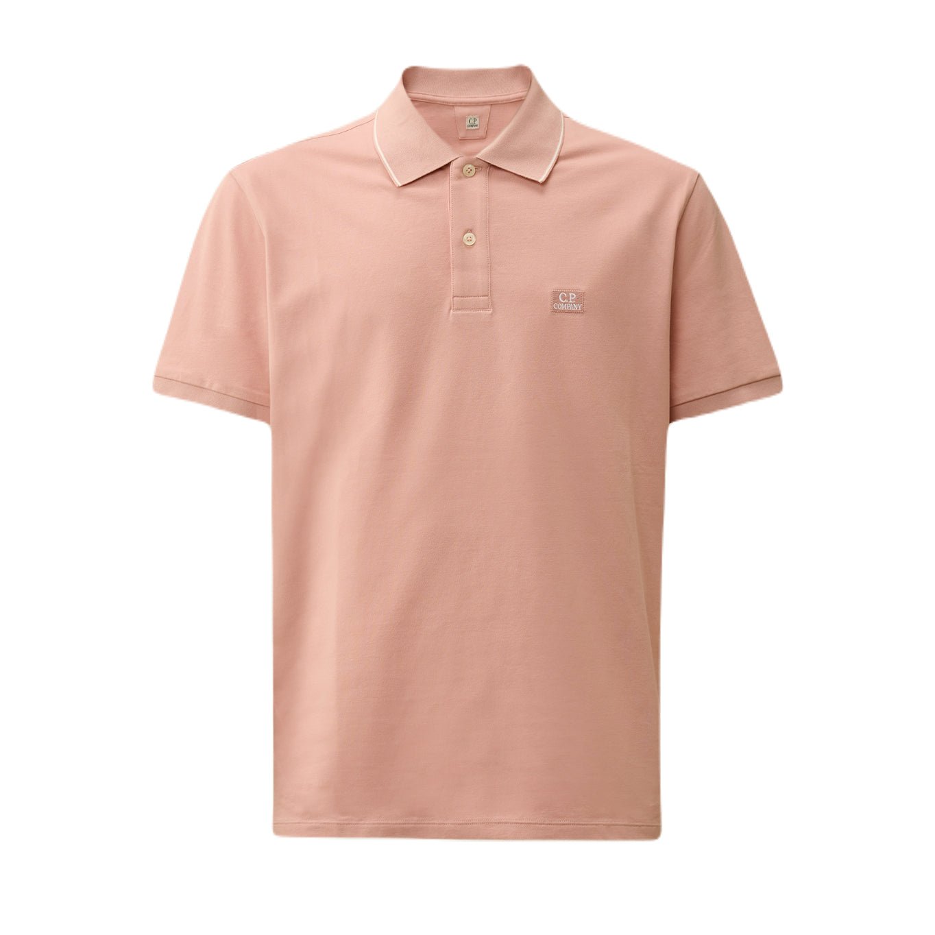 CP Company Stretch 2 Button Polo Shirt - 520 Misty Rose - Escape Menswear