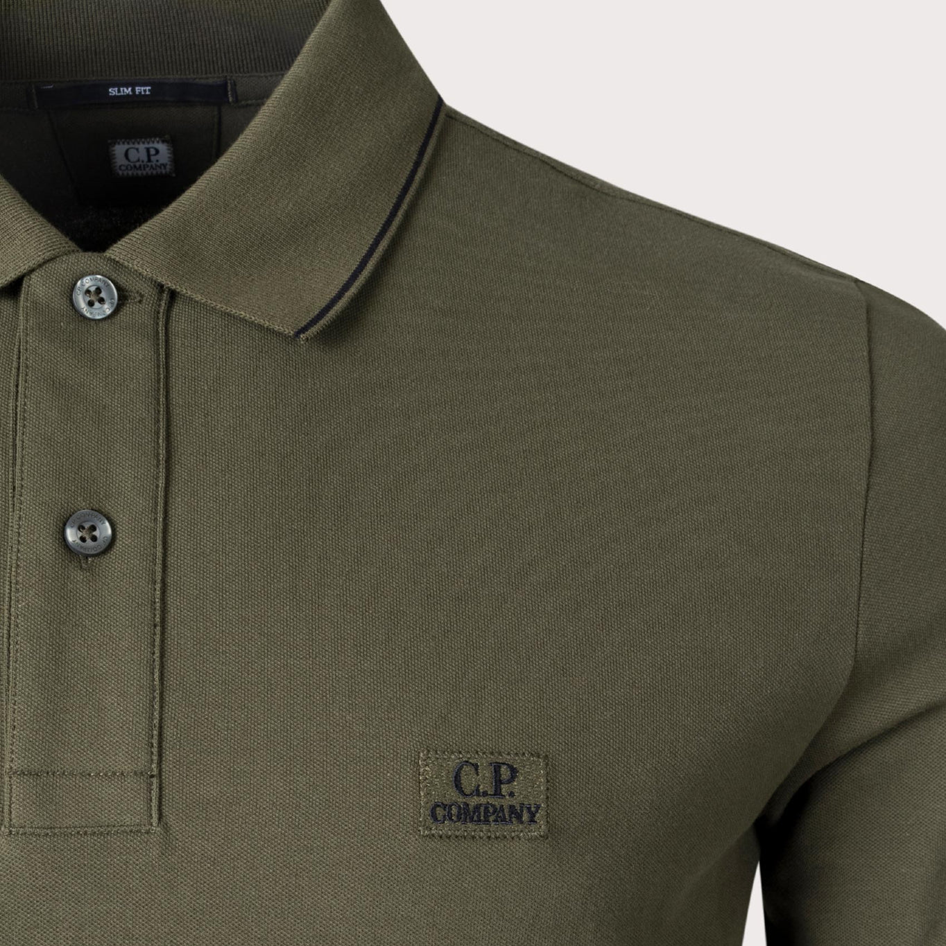 CP Company Stretch 2 Button Polo Shirt - 683 Ivy Green - Escape Menswear
