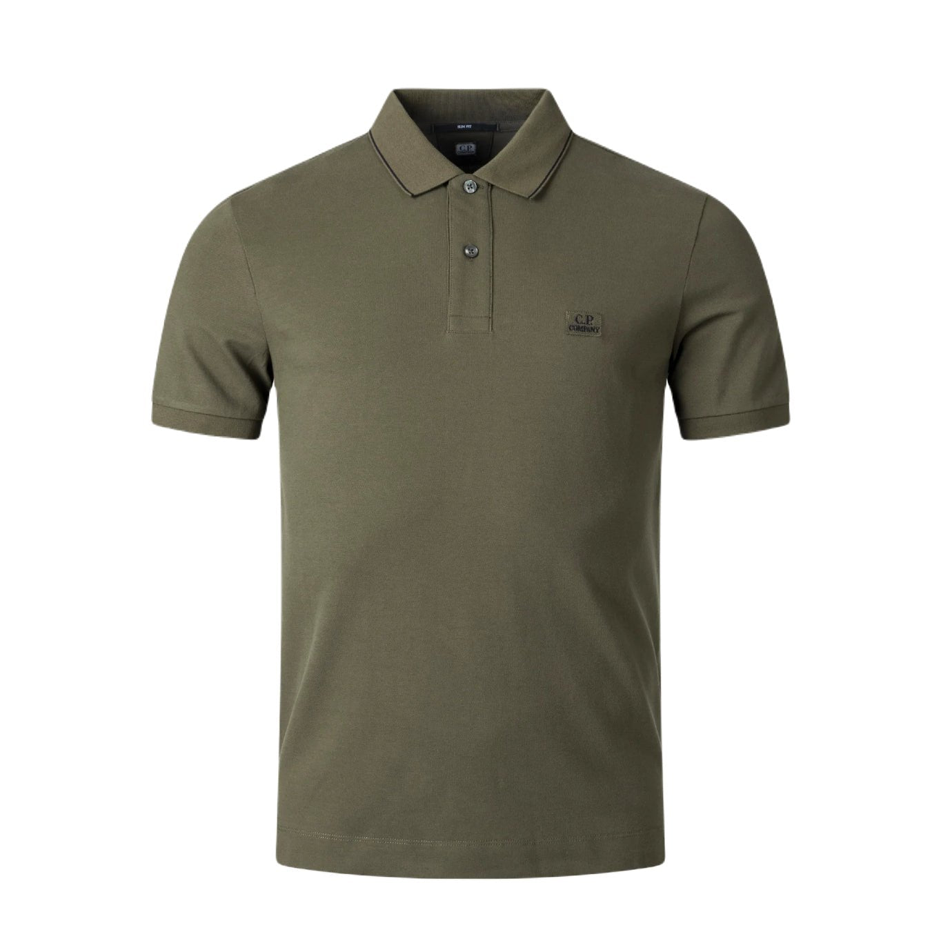 CP Company Stretch 2 Button Polo Shirt - 683 Ivy Green - Escape Menswear