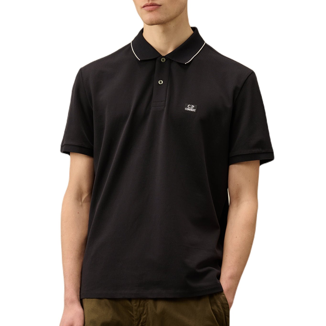 CP Company Stretch 2 Button Polo Shirt - 888 Total Eclipse - Escape Menswear