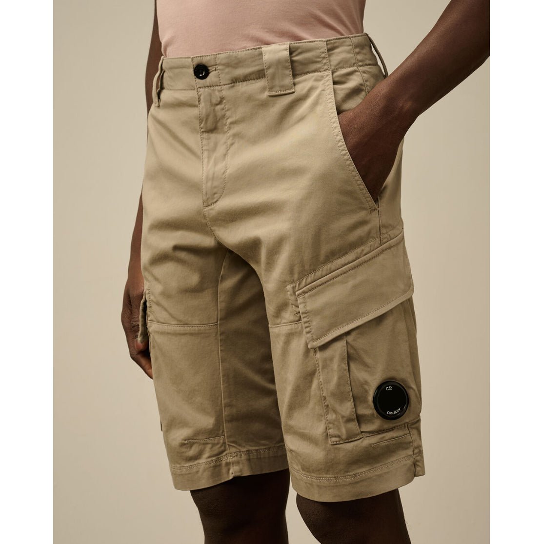CP Company Stretch Cargo Shorts - 327 Beige - Escape Menswear