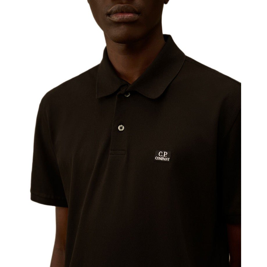 CP Company Stretch Piquet Point Collar Polo Shirt - 999 Black - Escape Menswear