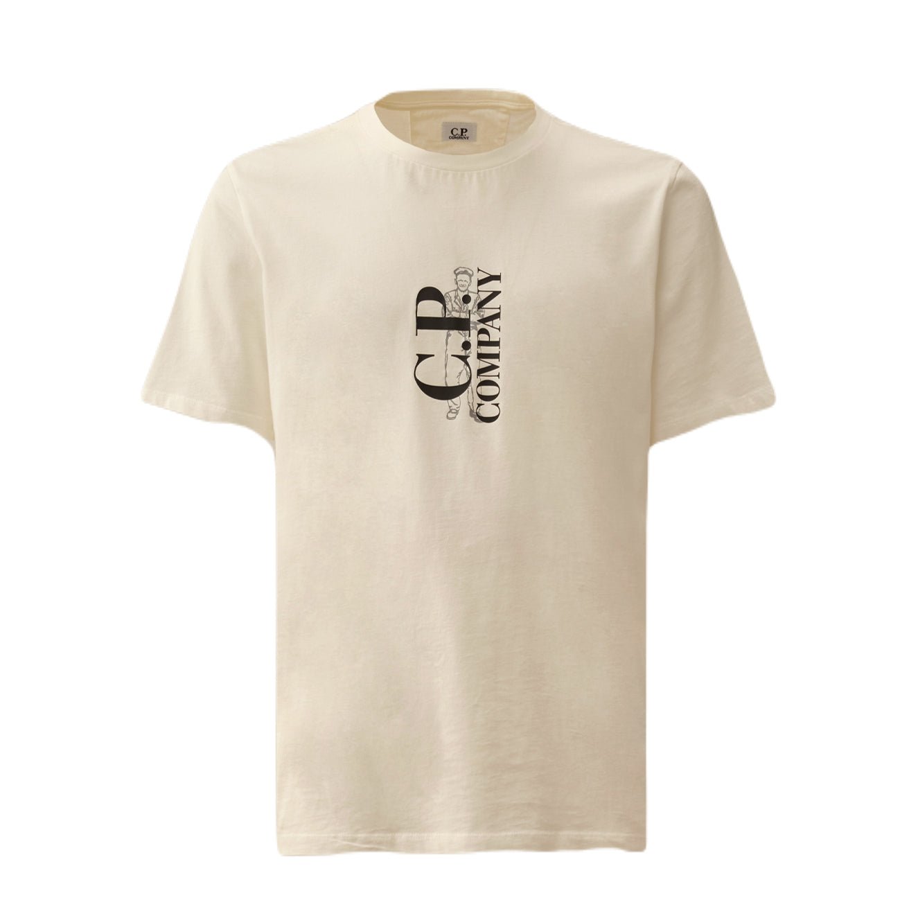 CP Company Vertical Logo T-Shirt - 103 Gauze White - Escape Menswear