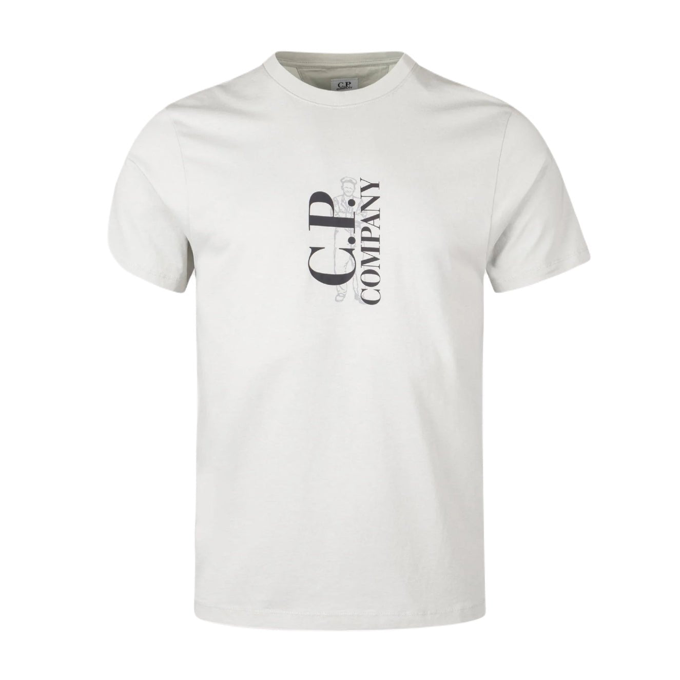 CP Company Vertical Logo T-Shirt - 800 Blue Fox Grey - Escape Menswear