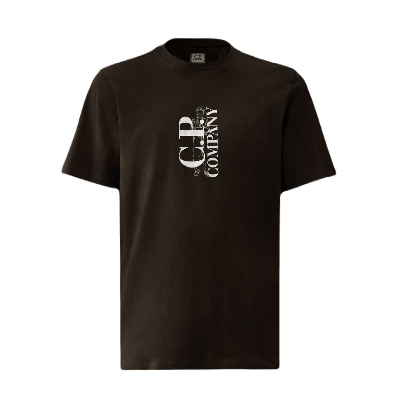 CP Company Vertical Logo T-Shirt - 999 Black - Escape Menswear
