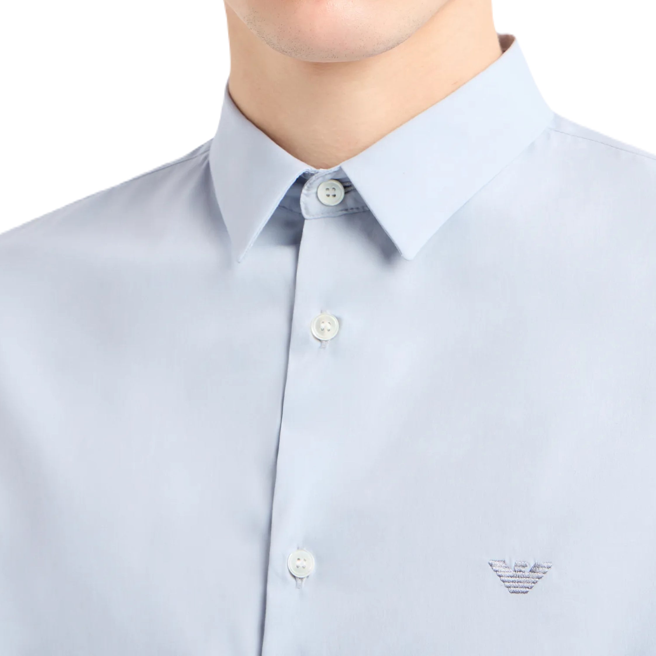 Emporio Armani 8N1C09 L/S Shirt - 0785 Azure Bl - Escape Menswear