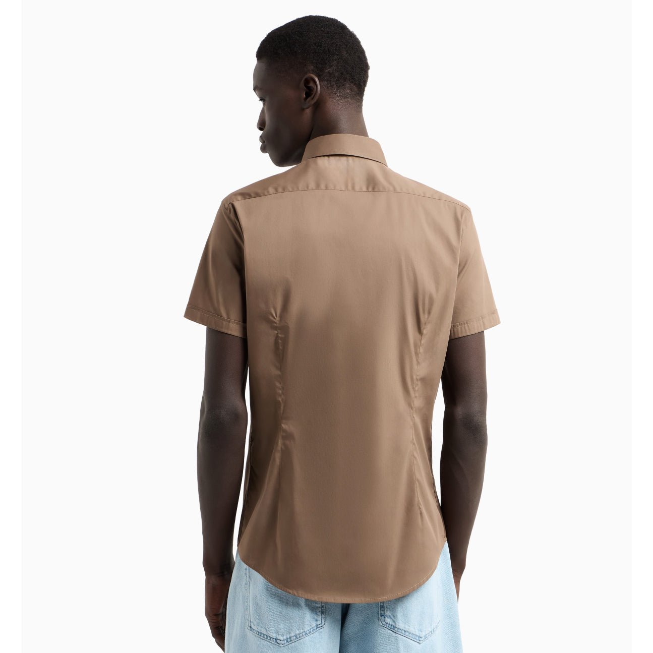 Emporio Armani 8N1C91 Short Sleeve Shirt - 195 Chocolate - Escape Menswear