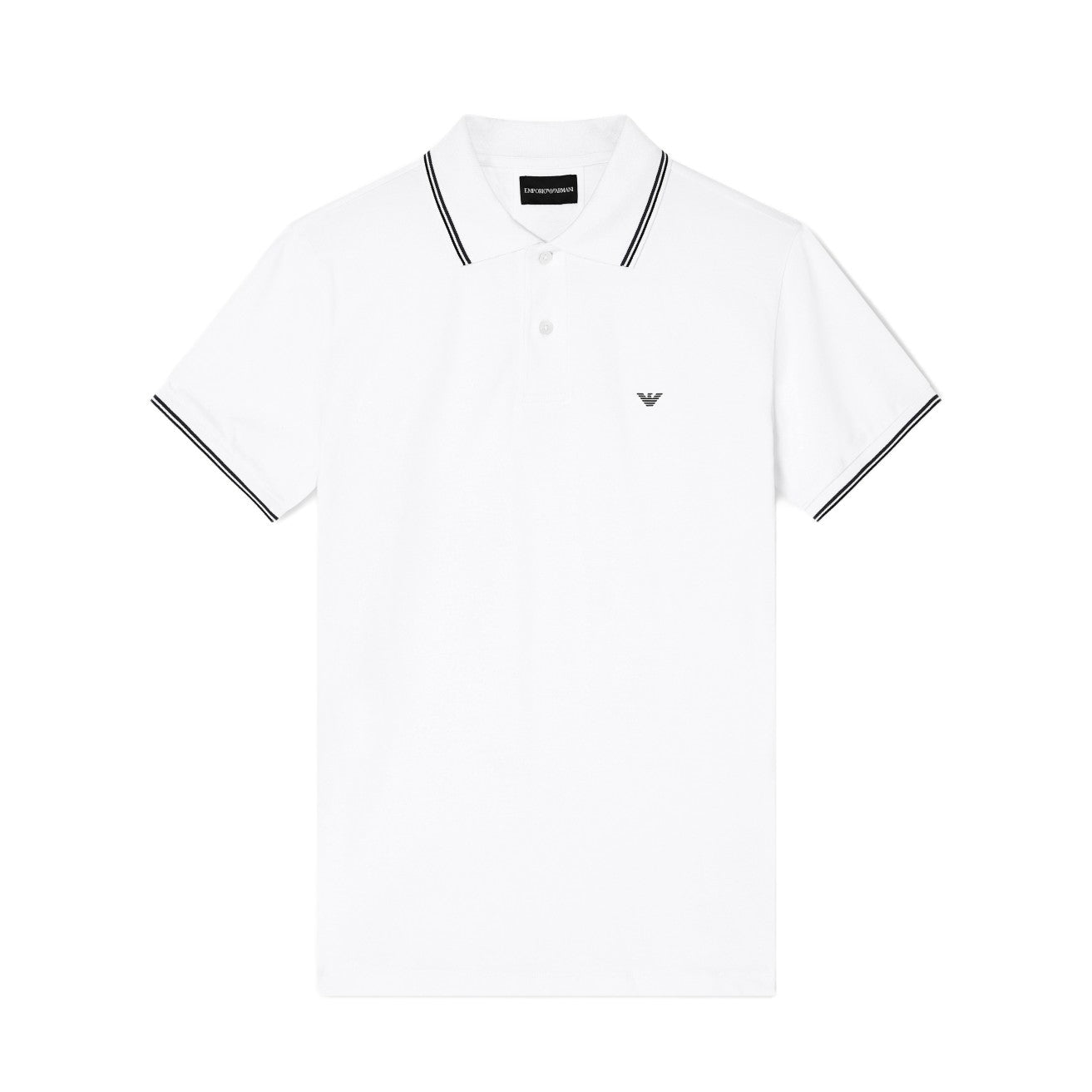 Emporio Armani 8N1FB3 Pique Tip Polo Shirt - 100 White - Escape Menswear