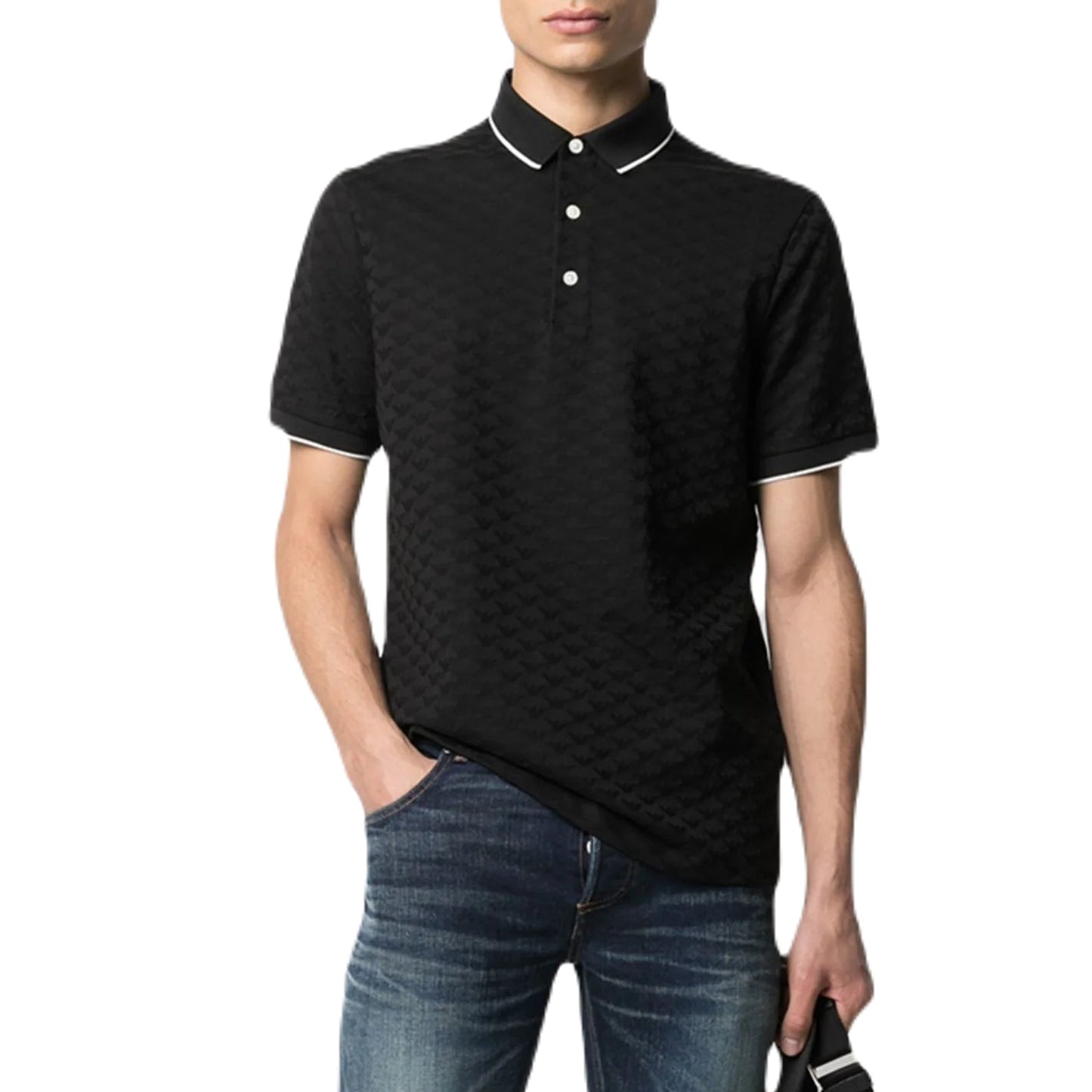 Emporio Armani 8N1FP0 Tip Polo - 999 Black - Escape Menswear