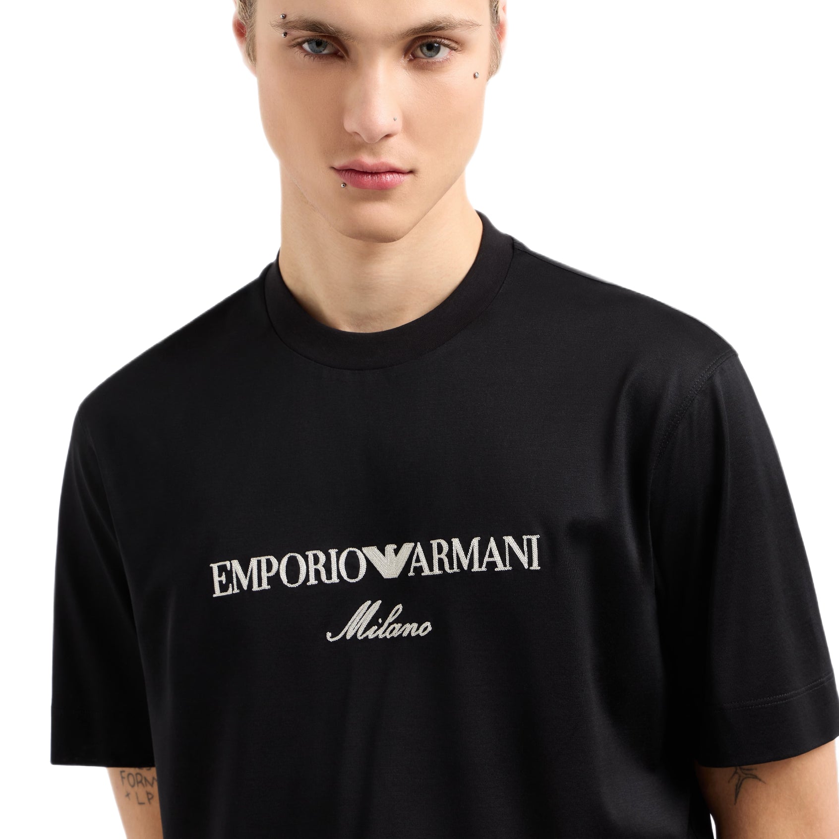 Emporio Armani ASV Embroidery T-Shirt - Black - Escape Menswear