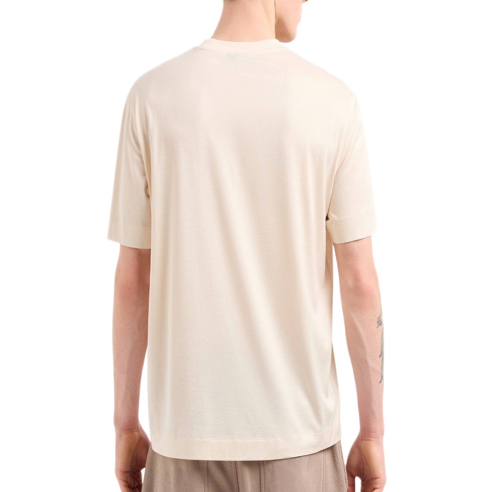 Emporio Armani ASV Embroidery T-Shirt - Ecru - Escape Menswear