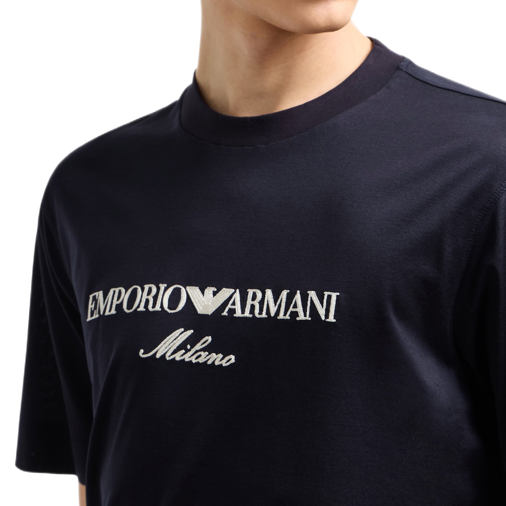 Emporio Armani ASV Embroidery T-Shirt - Navy - Escape Menswear