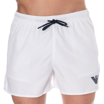 Emporio Armani Boxer Swim Shorts - White - Escape Menswear