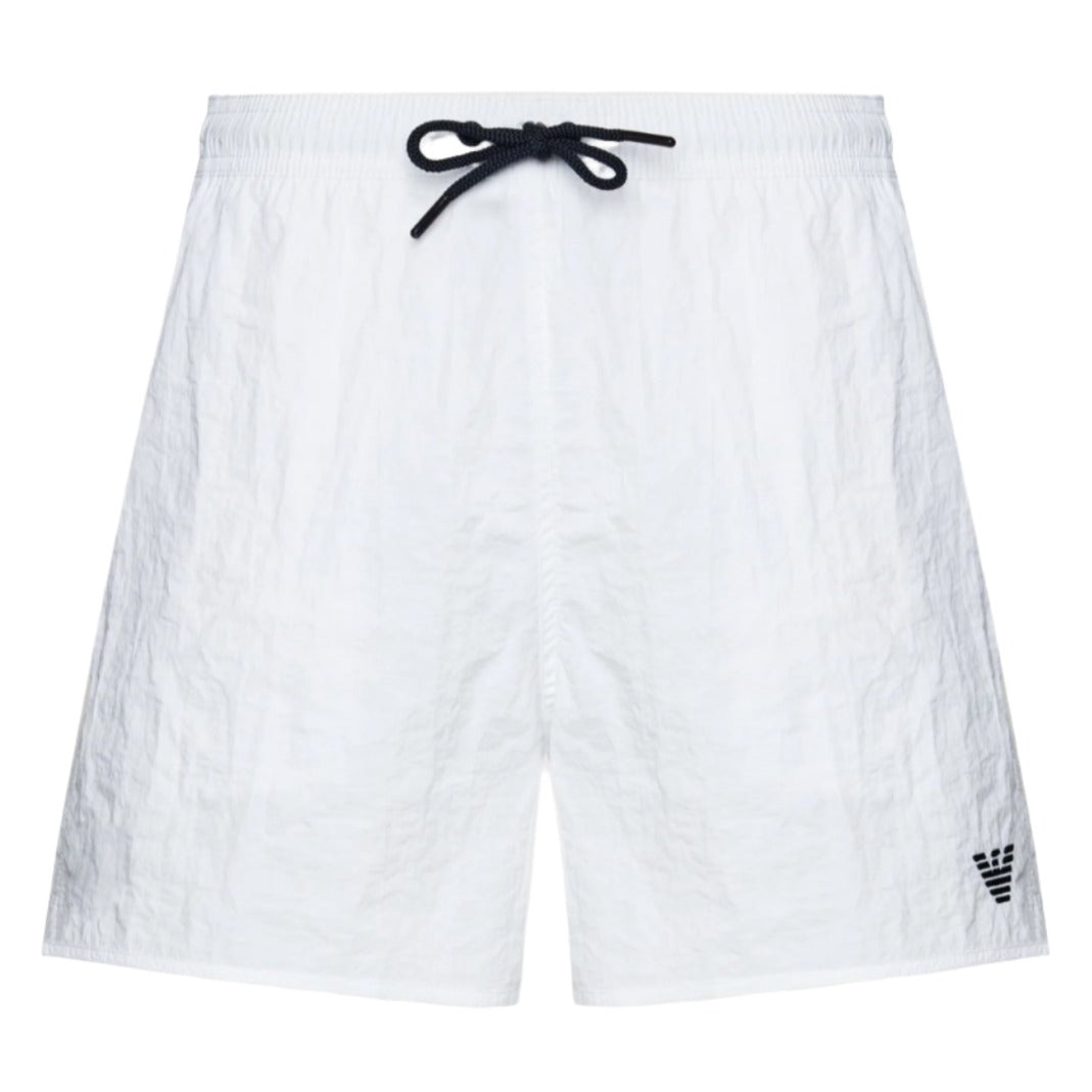 Emporio Armani Boxer Swim Shorts - White - Escape Menswear