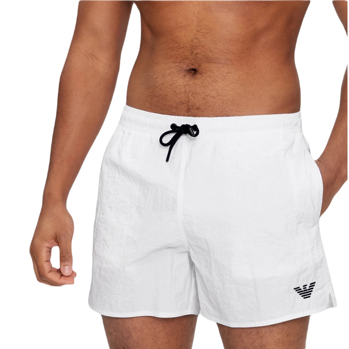 Emporio Armani Boxer Swim Shorts - White - Escape Menswear