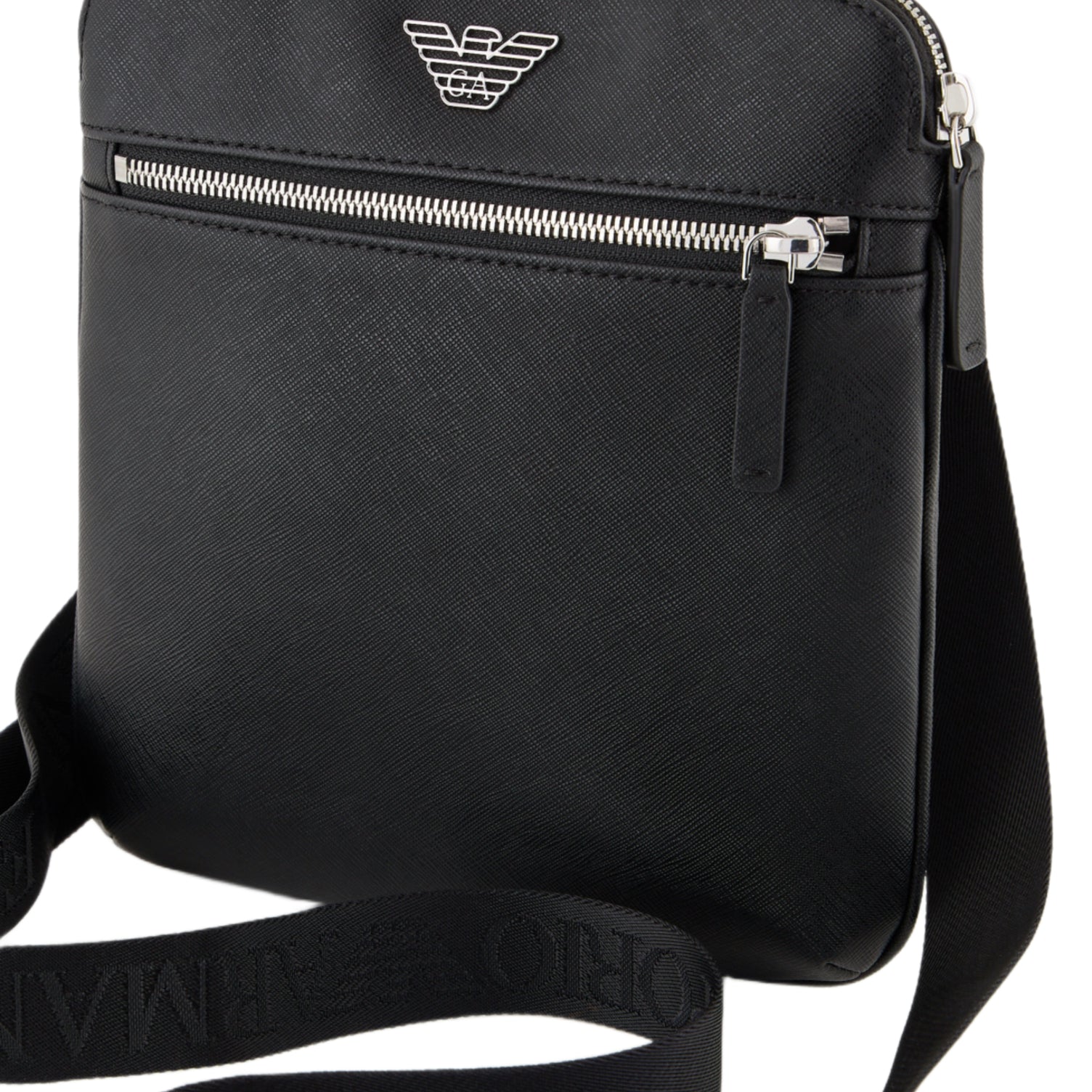 Emporio Armani Eagle Plate Shoulder Bag - Black - Escape Menswear