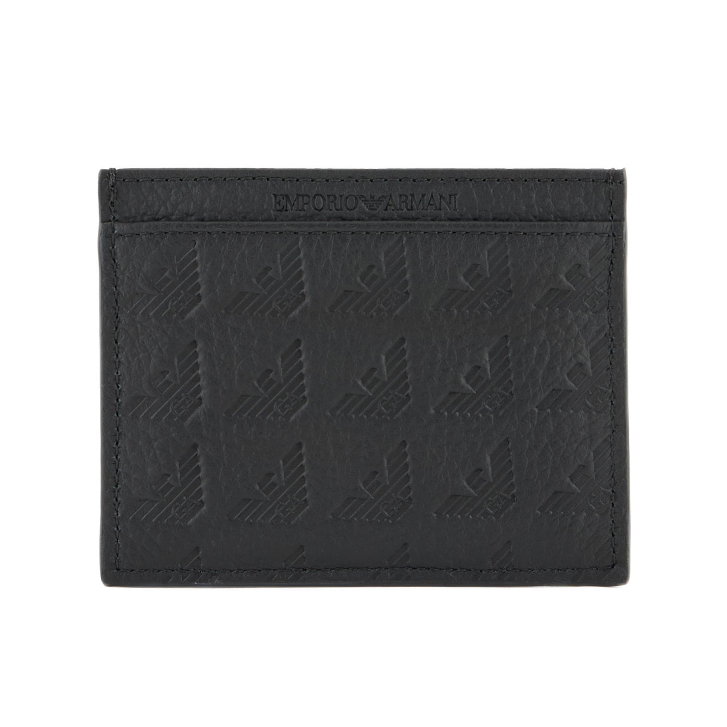 Emporio Armani Embossed Eagle Card Holder - 001 Black - Escape Menswear