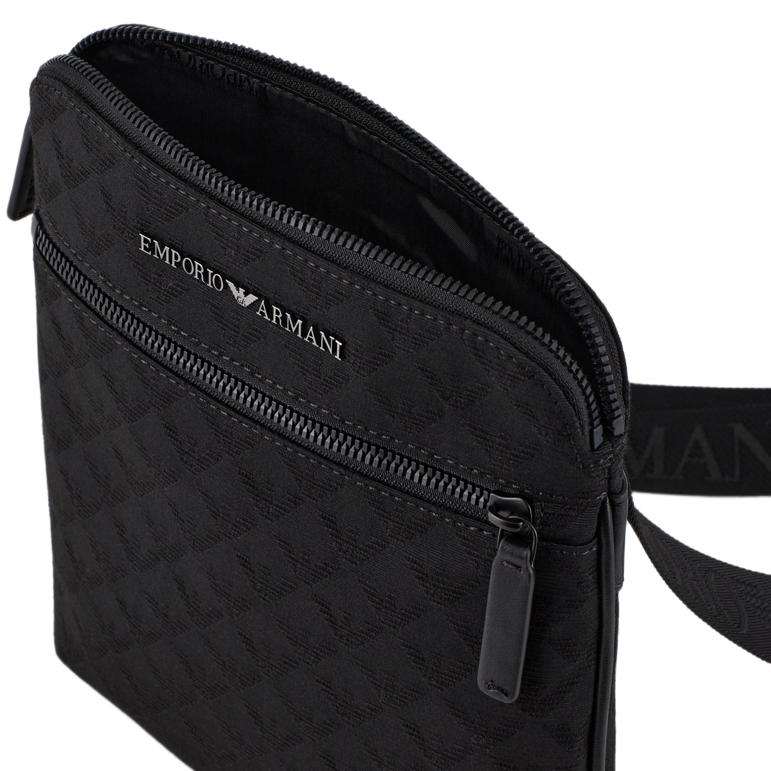 Emporio Armani Flat Nylon Shoulder Bag - Black - Escape Menswear