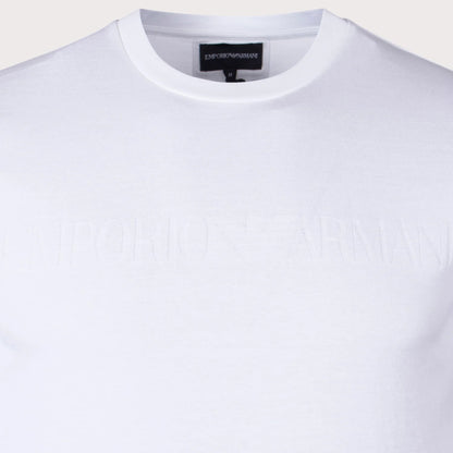 Emporio Armani Jacquard Logo T-Shirt - White - Escape Menswear