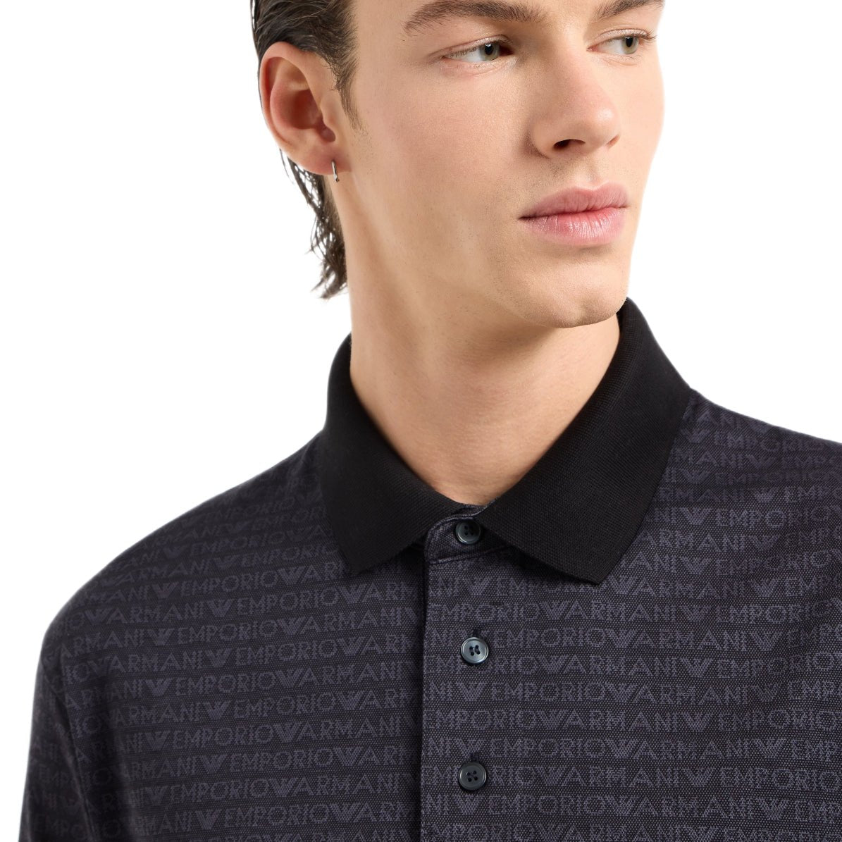 Emporio Armani Jacquard Polo Shirt - Black - Escape Menswear