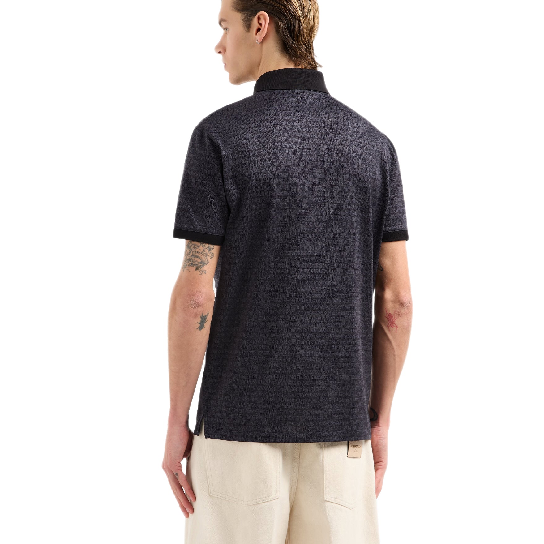 Emporio Armani Jacquard Polo Shirt - Black - Escape Menswear