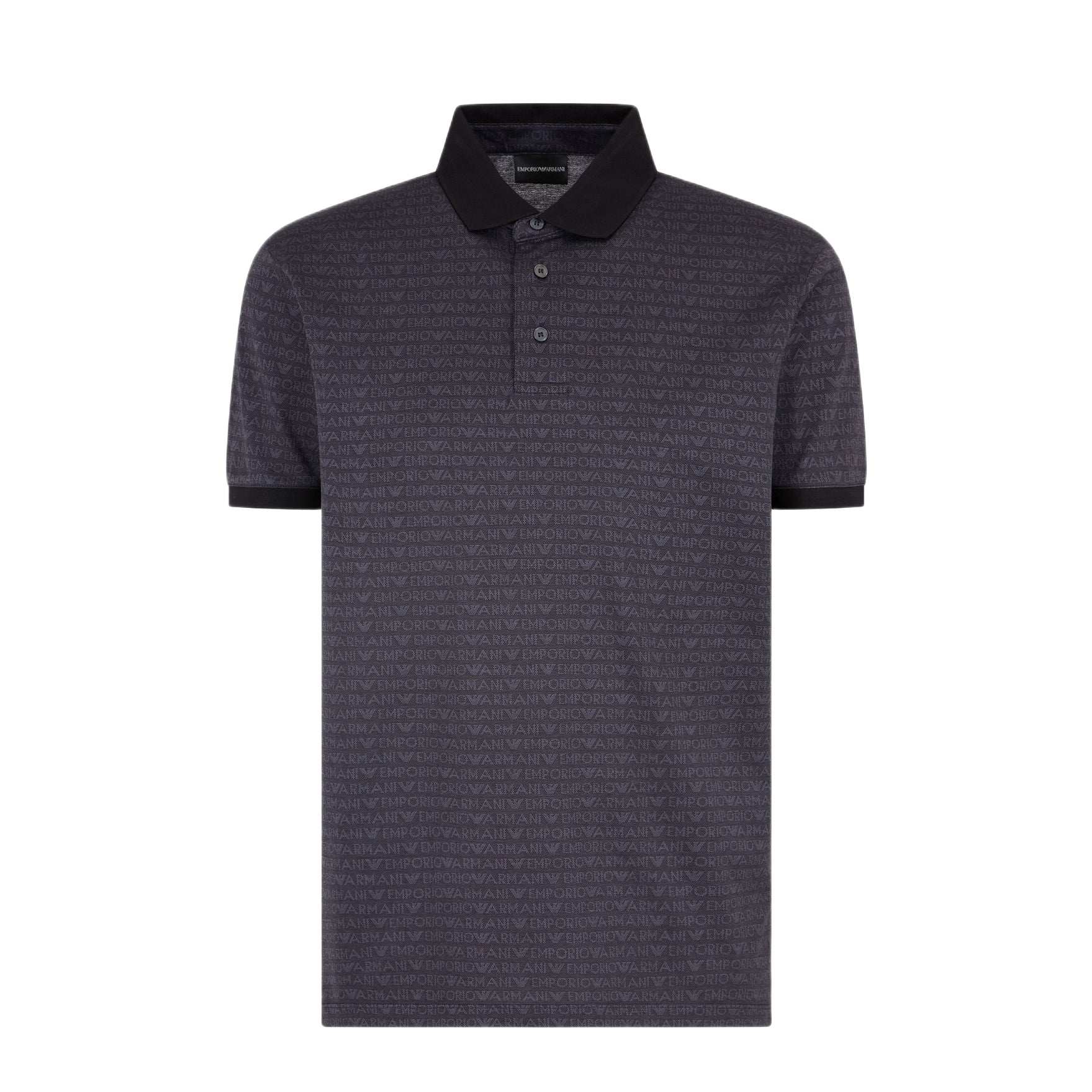 Emporio Armani Jacquard Polo Shirt - Black - Escape Menswear
