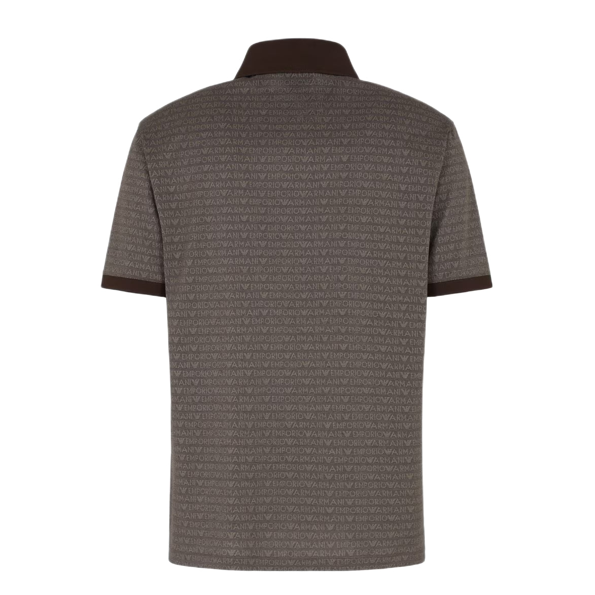 Emporio Armani Jacquard Polo Shirt - Brown - Escape Menswear