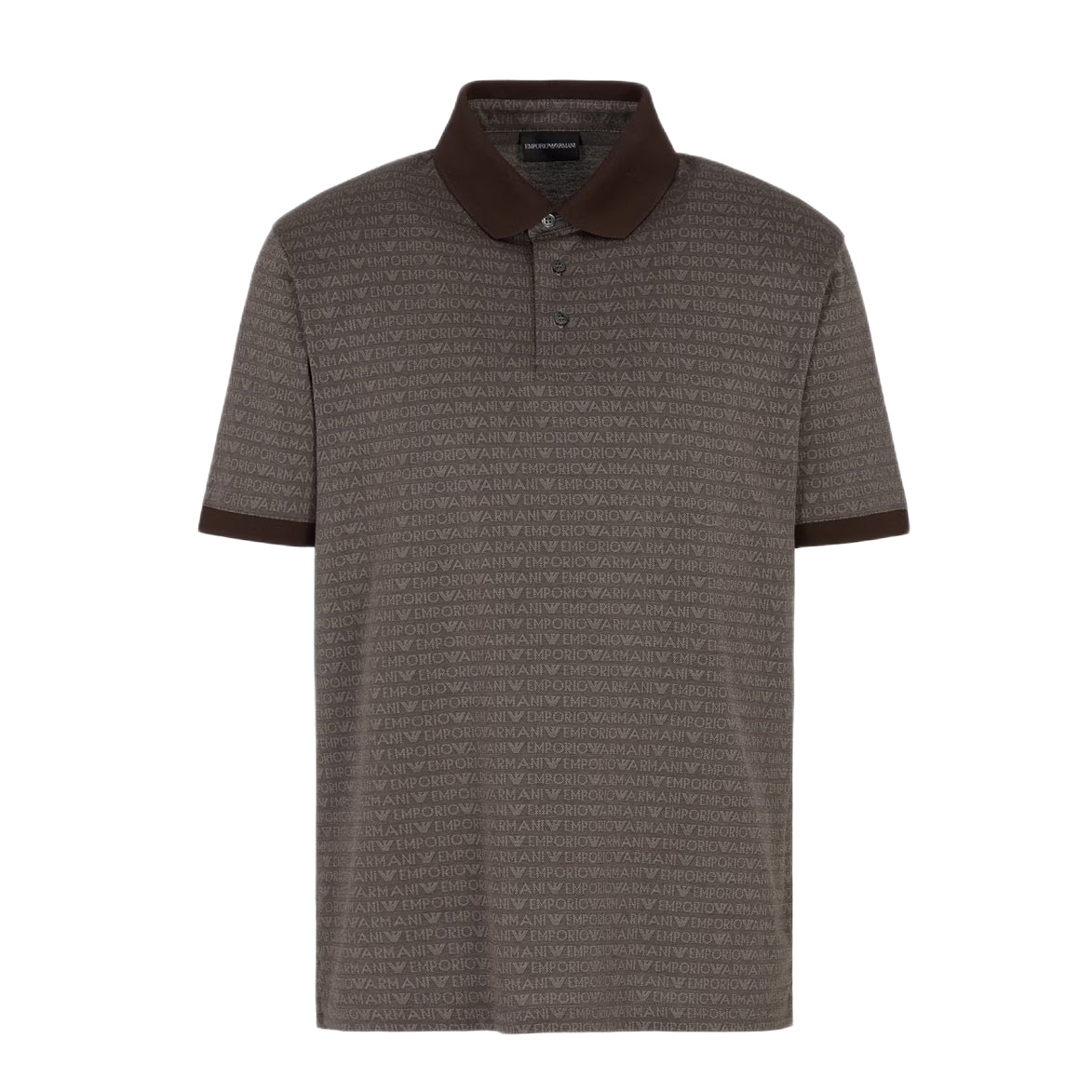 Emporio Armani Jacquard Polo Shirt - Brown - Escape Menswear