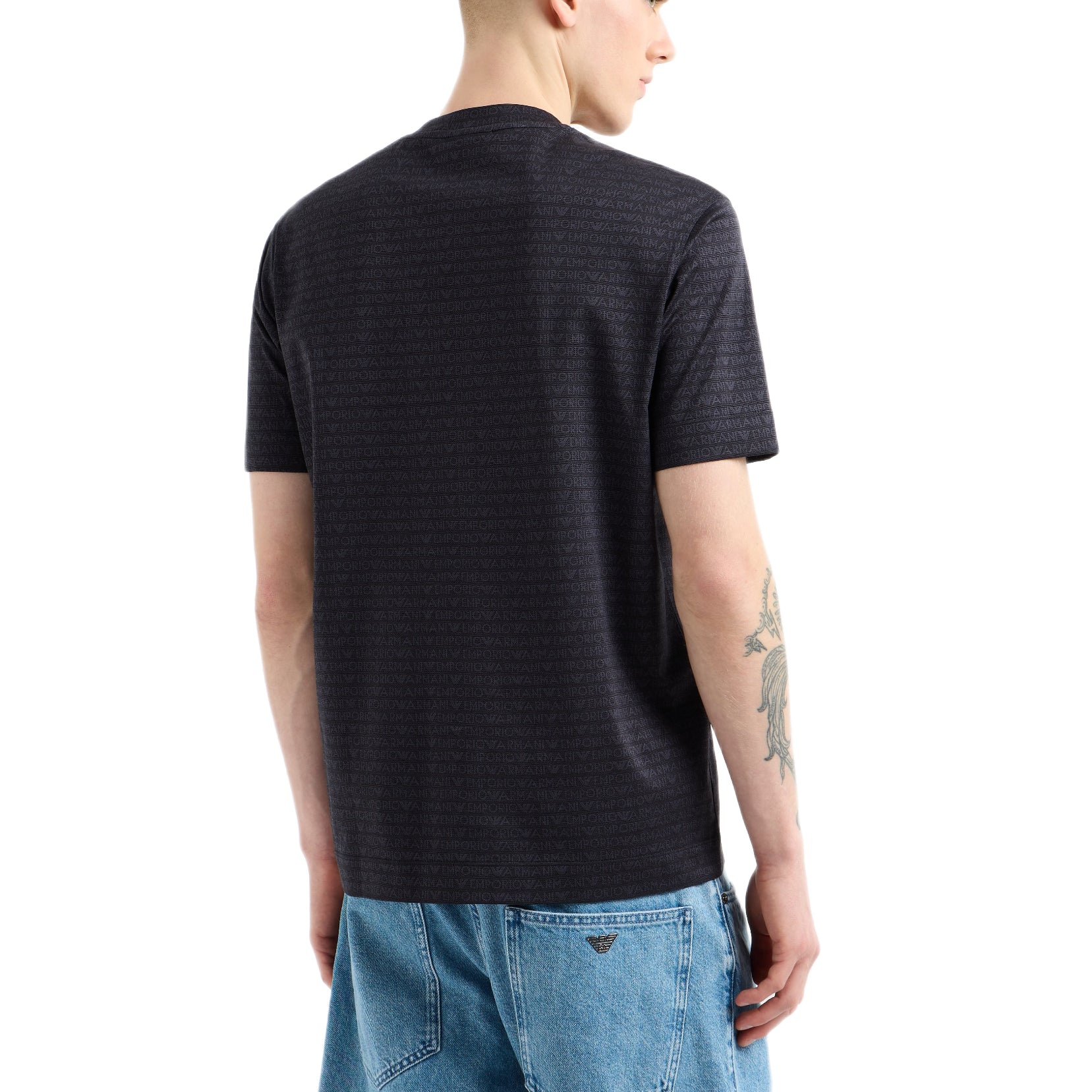 Emporio Armani Jacquard T-Shirt - Black - Escape Menswear