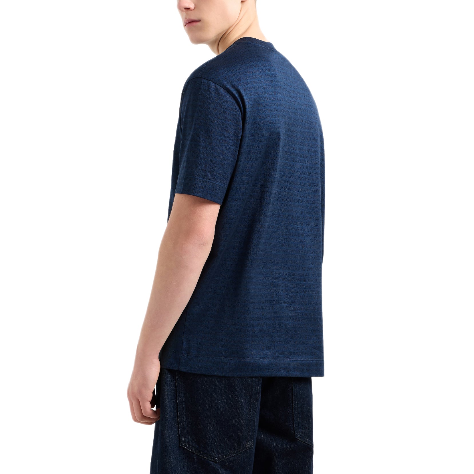 Emporio Armani Jacquard T-Shirt - Blue - Escape Menswear