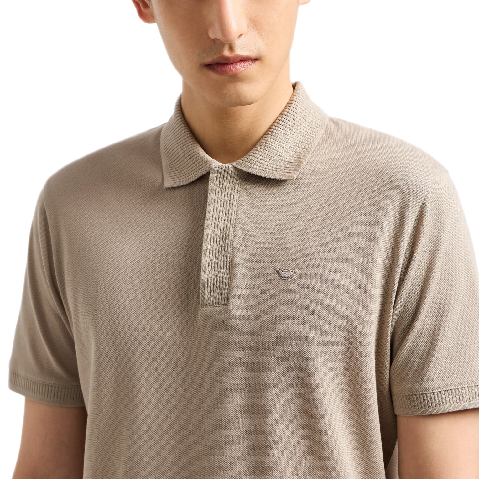 Emporio Armani Jersey Polo Shirt - Roasted Cashew - Escape Menswear