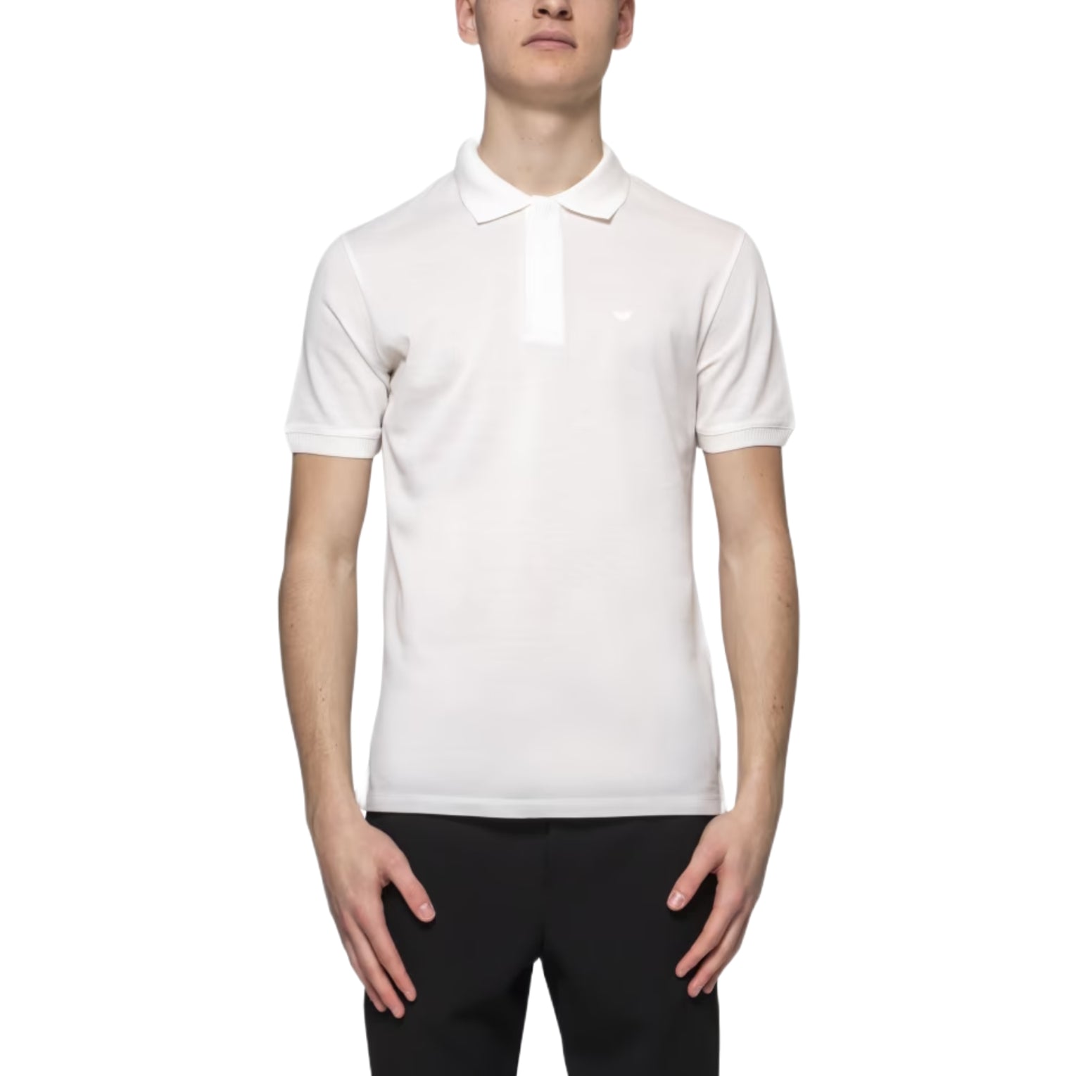 Emporio Armani Jersey Polo Shirt - Snow White - Escape Menswear