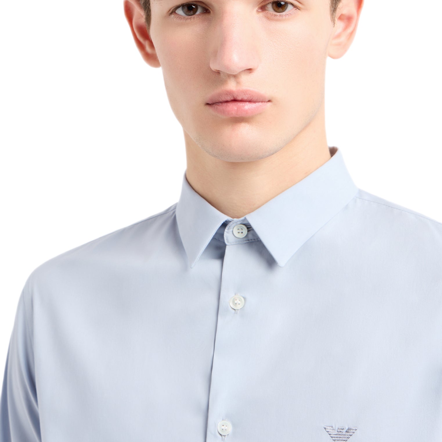 Emporio Armani Long Sleeve Shirt - Light Blue - Escape Menswear