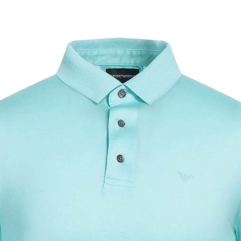 Emporio Armani L/S 8N1F97 Polo Shirt - 742 Aqua - Escape Menswear