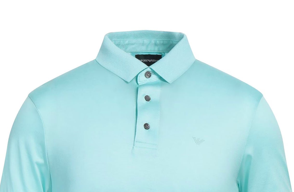 Emporio Armani L/S 8N1F97 Polo Shirt - 742 Aqua - Escape Menswear