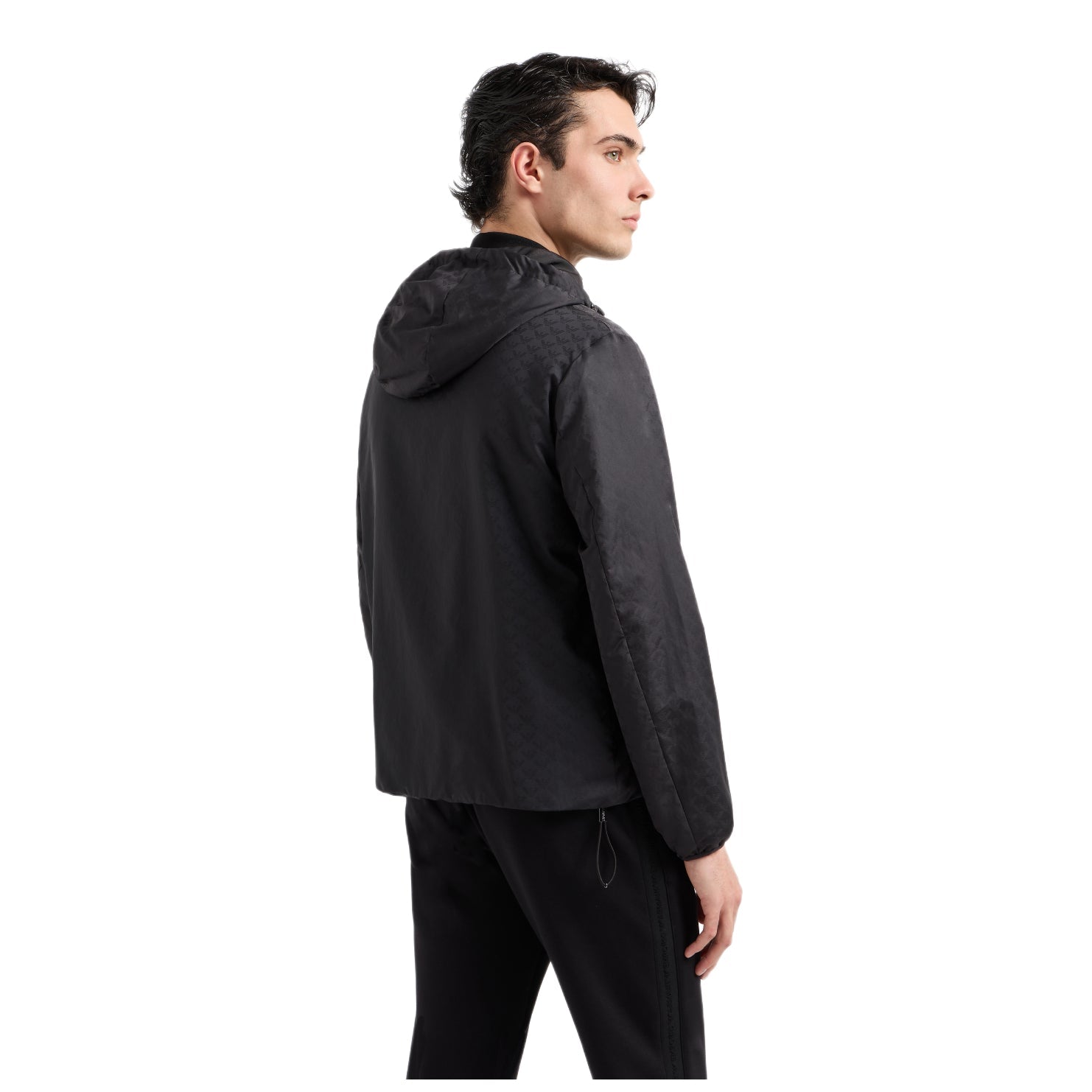 Emporio Armani Nylon Jacquard Eagle Jacket - F052 Black - Escape Menswear