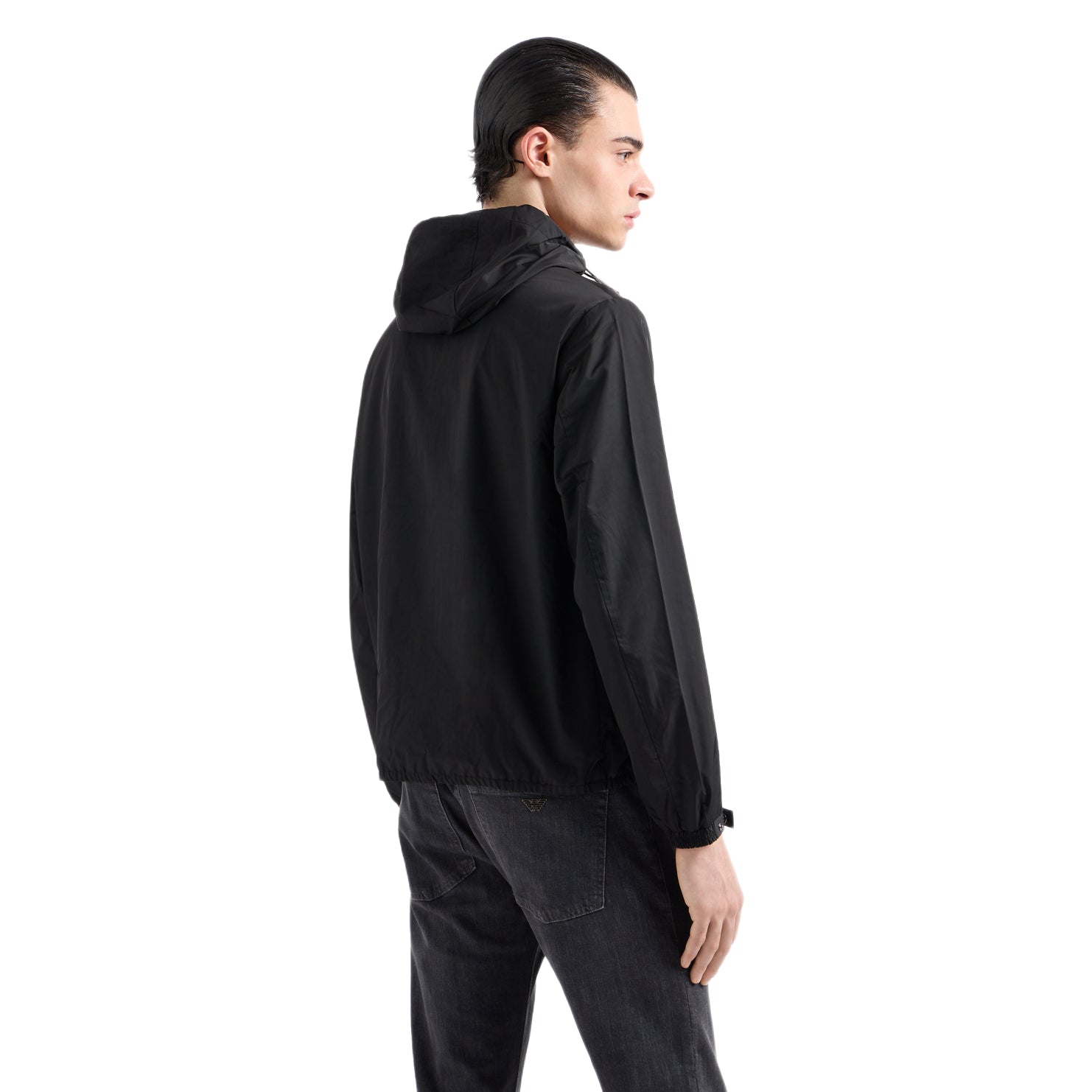 Emporio Armani Nylon Logo Patch Jacket - 999 Black - Escape Menswear