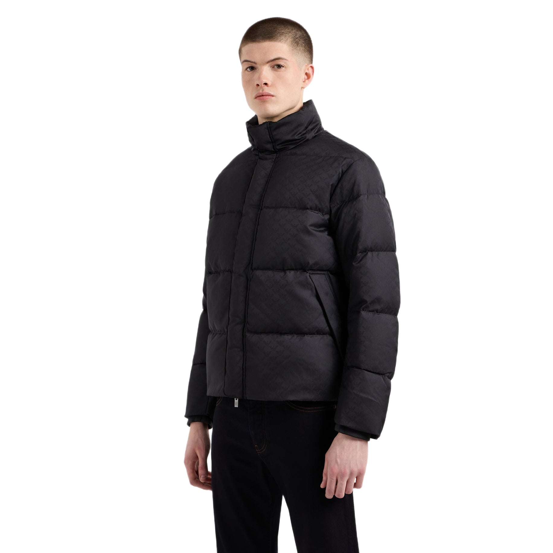 Emporio Armani Quilted Puffer Eagle Jacket - F046 Black - Escape Menswear