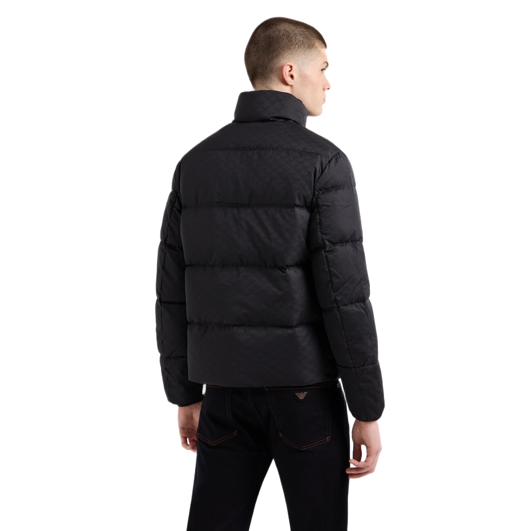 Emporio Armani Quilted Puffer Eagle Jacket - F046 Black - Escape Menswear