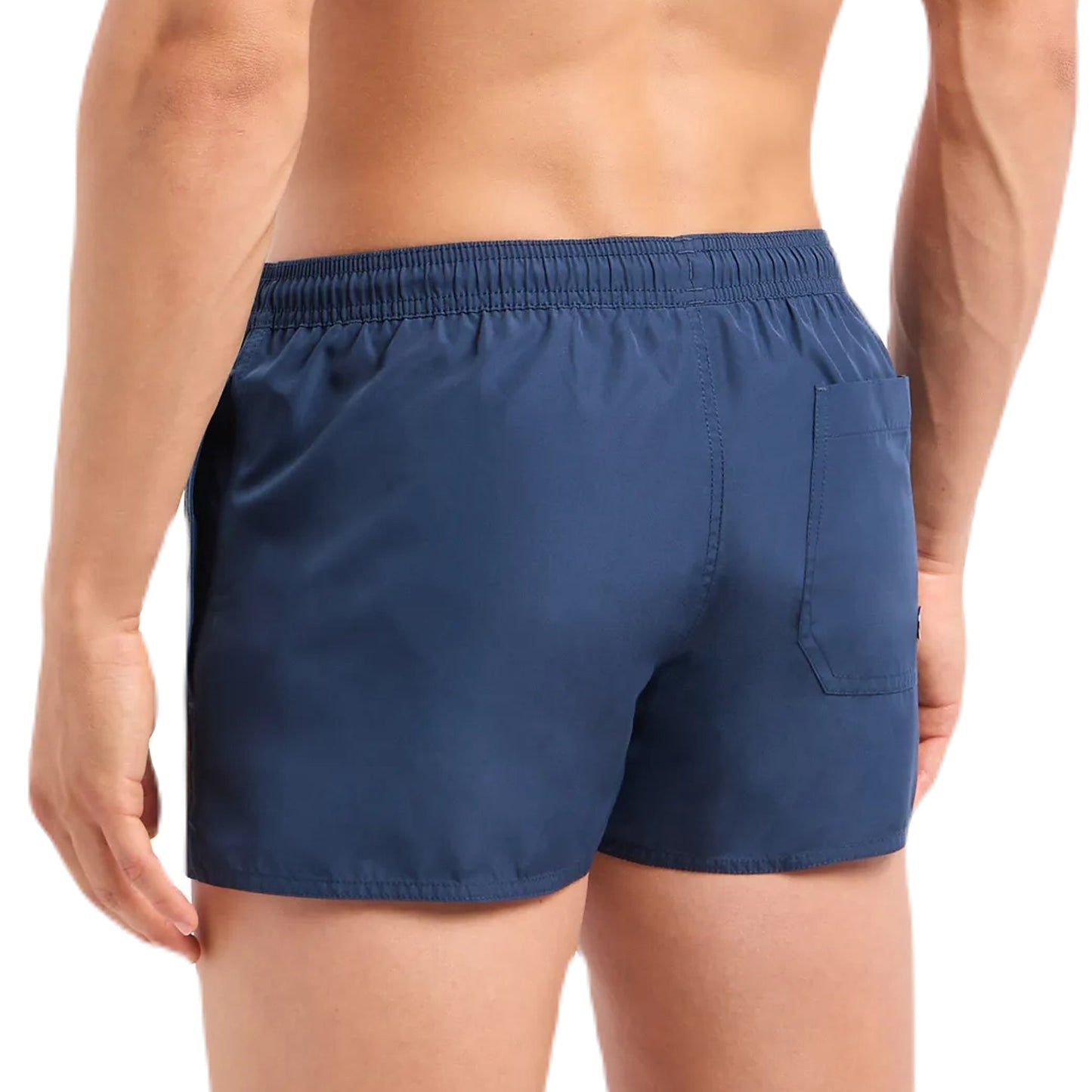 Emporio Armani Stripe Logo Swim Shorts - Navy - Escape Menswear